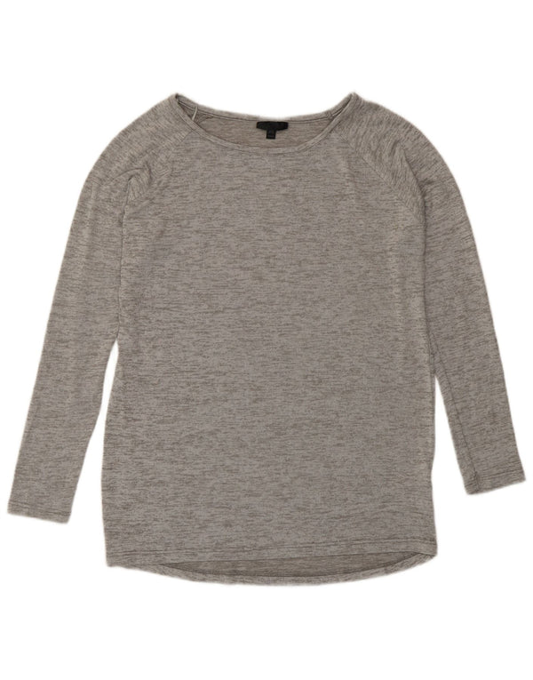 Topshop Femme Top Manches Longues UK 10 Petit Gris Moucheté Viscose