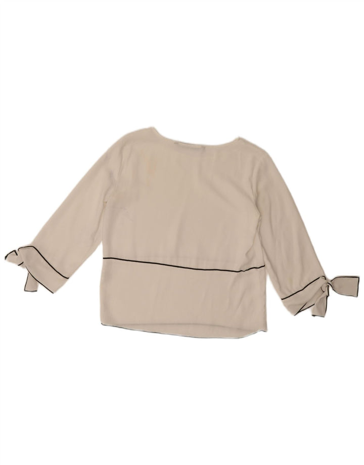 Zara Chemisier à manches 3/4 pour femme UK 6 XS Blanc Polyester
