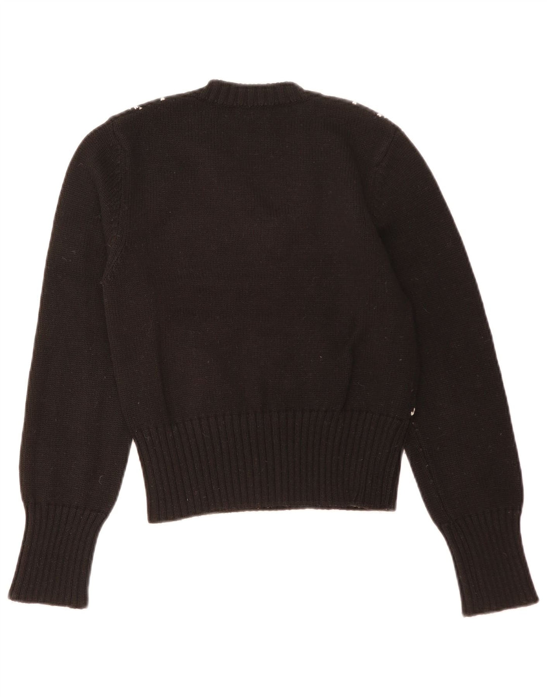 Benetton Pull col V pour femme UK 42 Medium Noir Argyle/Diamant