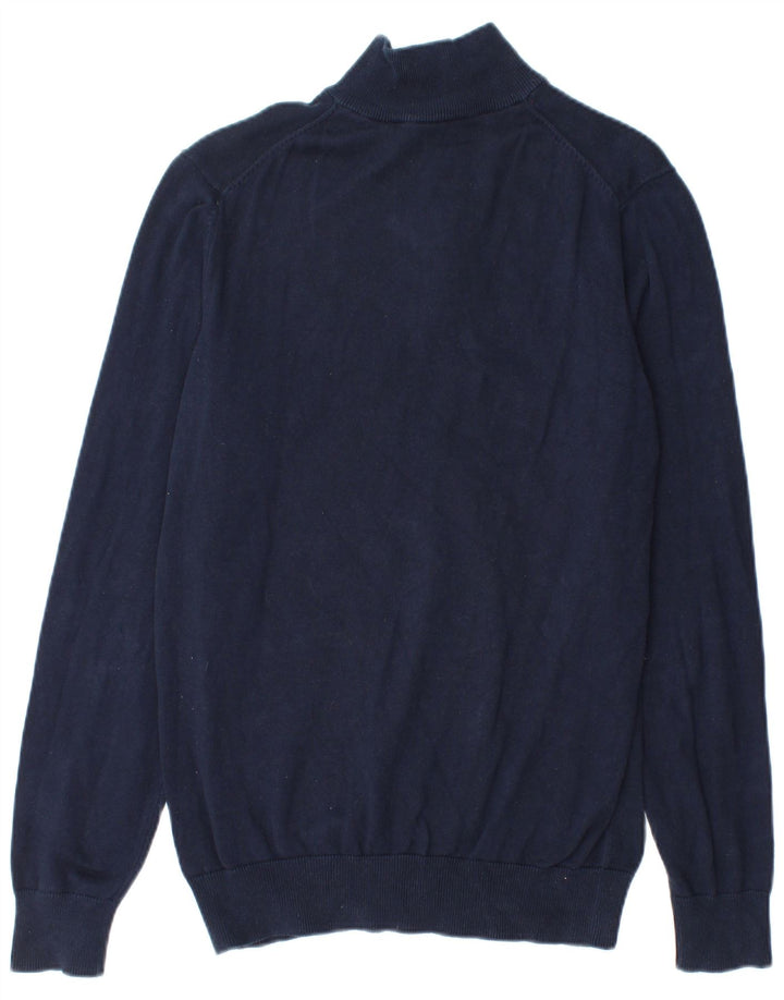 Crew Clothing Pull col zippé pour homme en coton bleu marine moyen