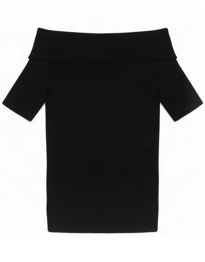 Oasis Haut court à épaules dénudées pour femme UK 8 Small Noir Viscose