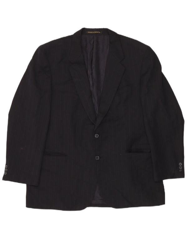 Marks & Spencer Veste blazer à 2 boutons pour homme UK 44 2XL Bleu marine à fines rayures