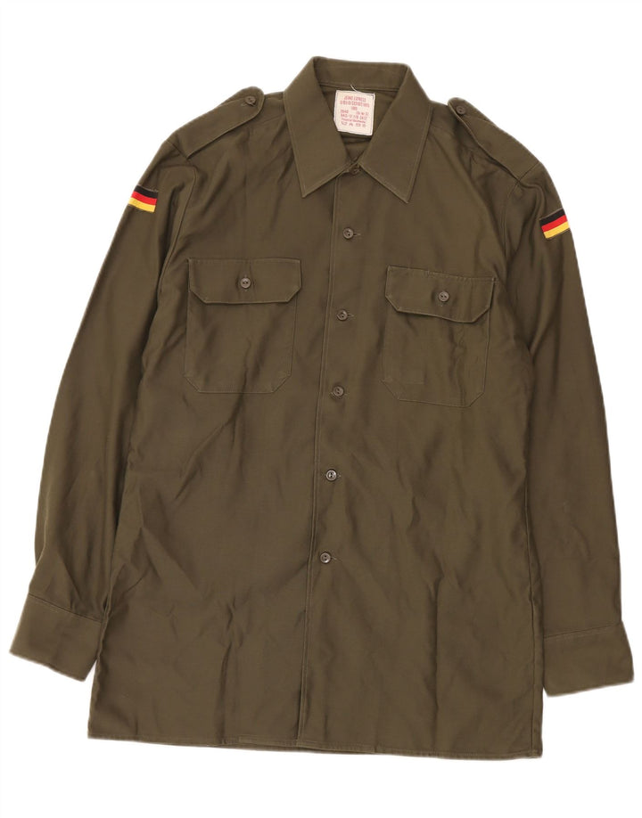 vintage Mens Allemagne Overshirt Chemise militaire Taille 39/40 Armée kaki moyenne