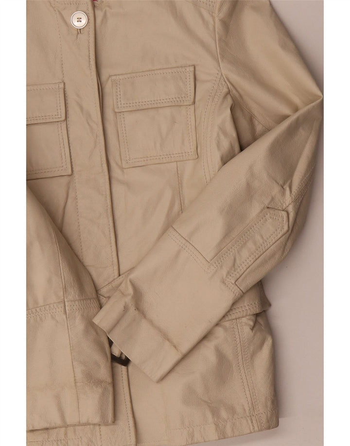 Veste en cuir militaire femme vintage IT 44 Cuir beige moyen