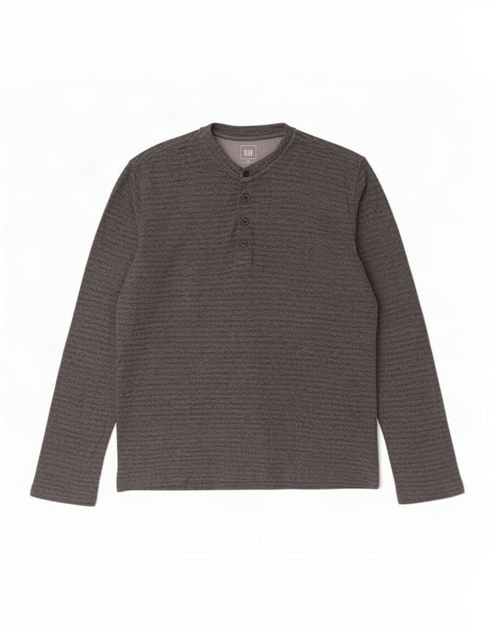 Gap Haut Homme Manches Longues Coton Rayé Gris Moyen