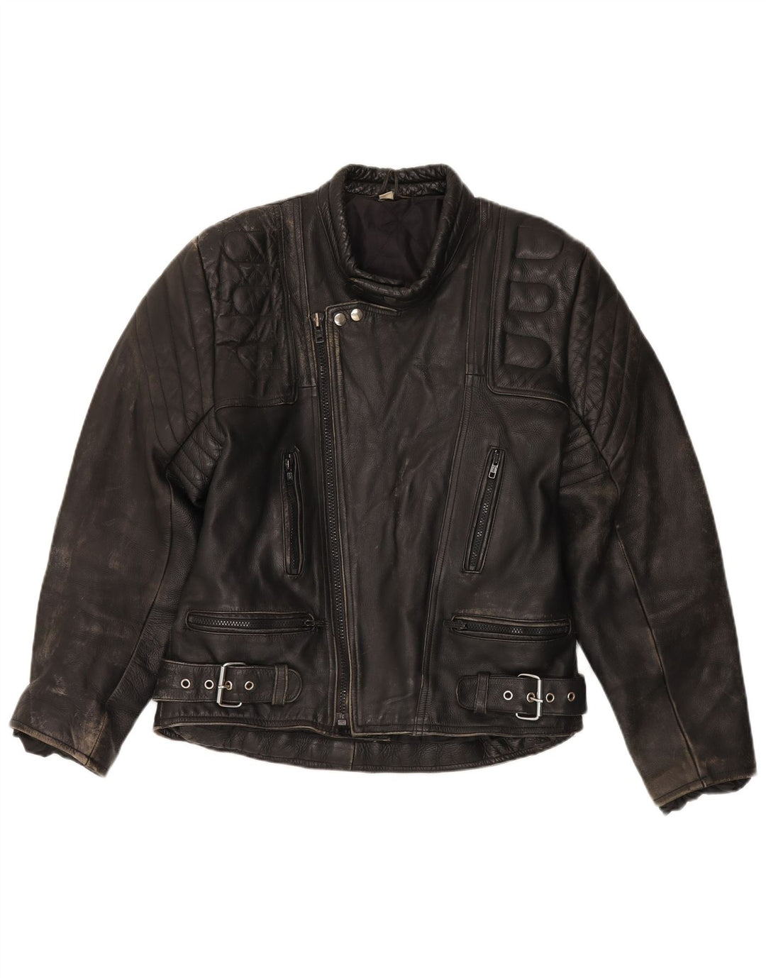 veste motard en cuir homme vintage UK 36 petit motard noir