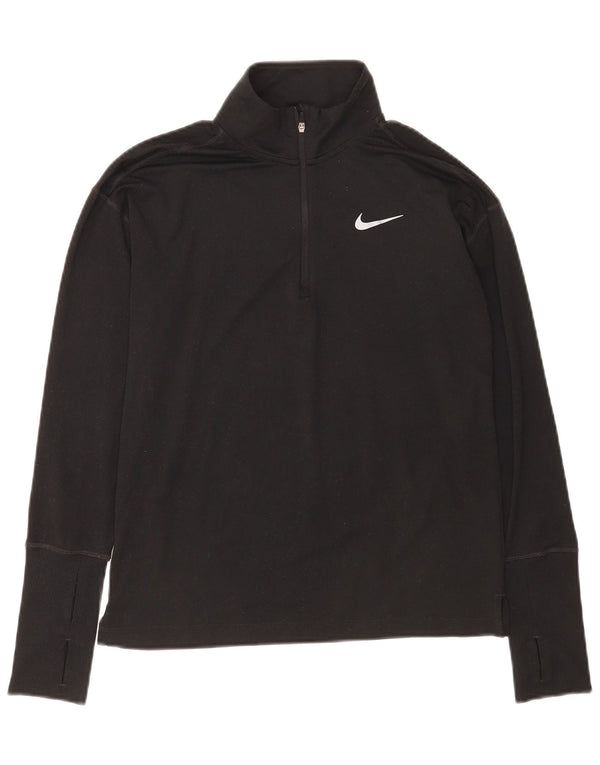 Nike Dri Fit Haut à manches longues avec col zippé pour homme Noir XS
