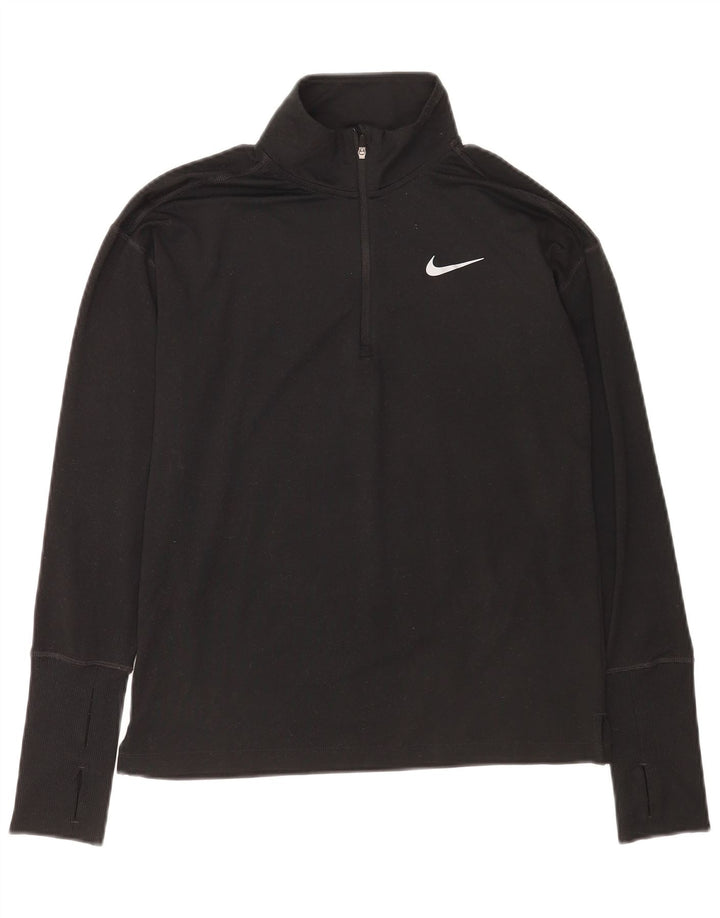Nike Dri Fit Haut à manches longues avec col zippé pour homme Noir XS