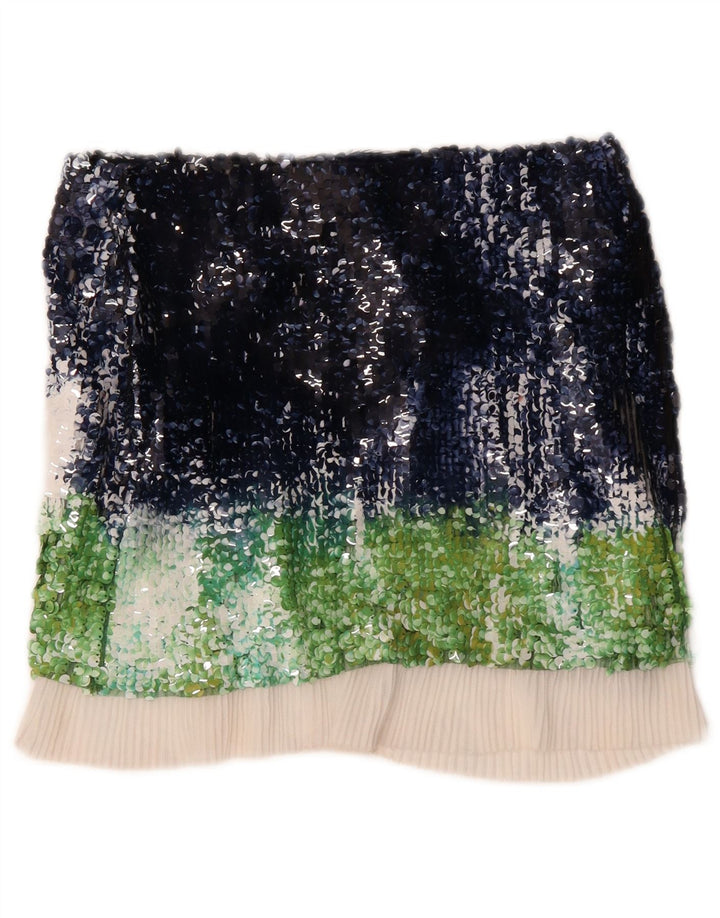 Jupe Droite Femme ZARA Medium W28 Polyester Colorblock Multicolore