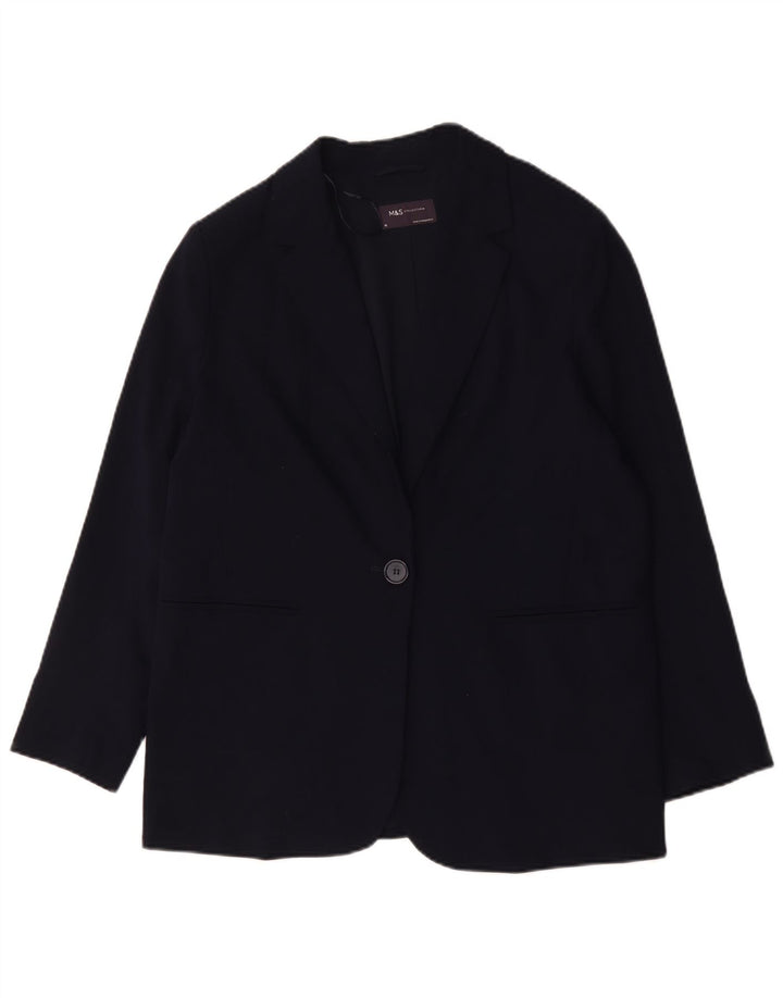 Marks & Spencer Veste blazer 1 bouton pour femme UK 18 XL Bleu marine Polyester