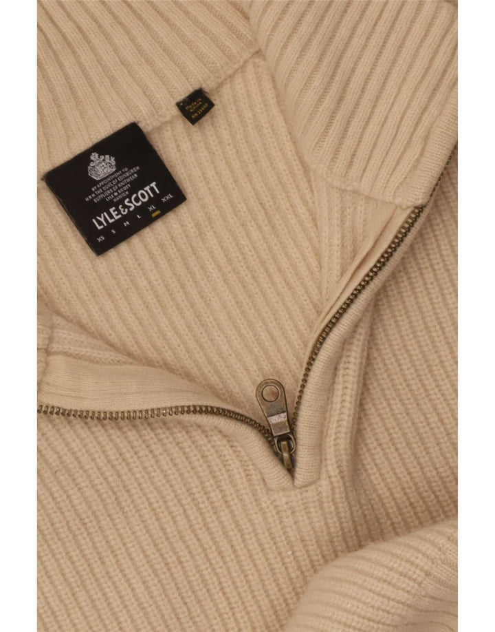 Lyle & Scott Pull col zippé pour homme XL Beige