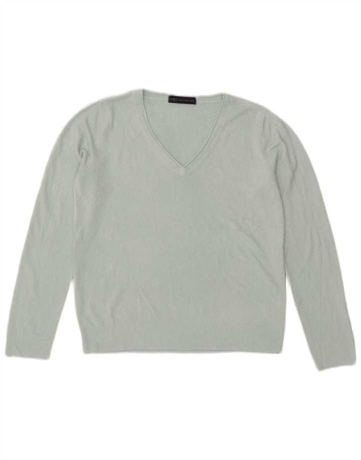 Marks & Spencer Pull col en V pour femme UK 12 Bleu moyen Acrylique