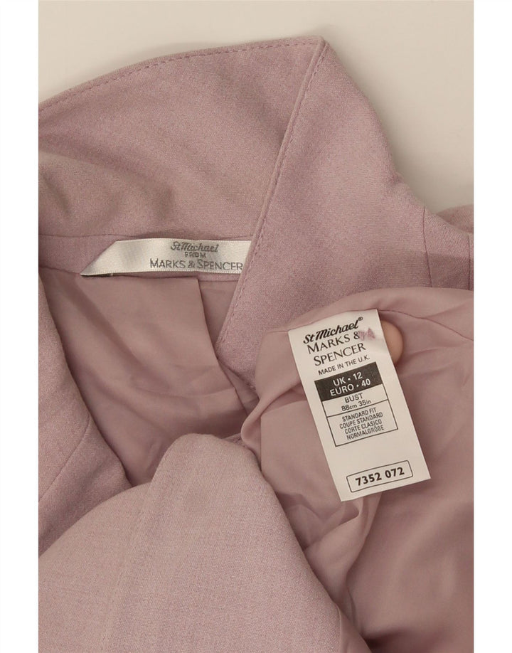 Marks & Spencer Veste blazer longue à 4 boutons pour femme UK 12 Violet moyen