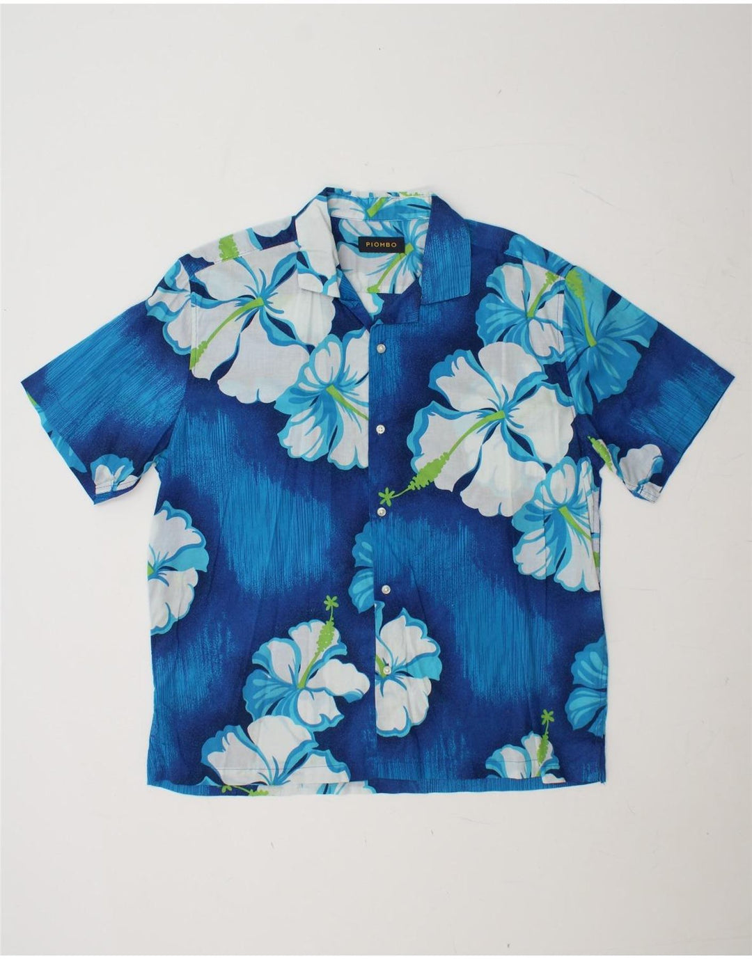 PIOMBO Chemise à Manches Courtes Homme Grand Bleu Floral Coton