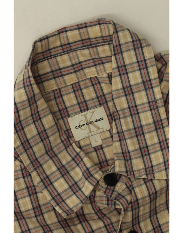 Calvin Klein Jeans Chemise à manches courtes pour homme à carreaux beiges
