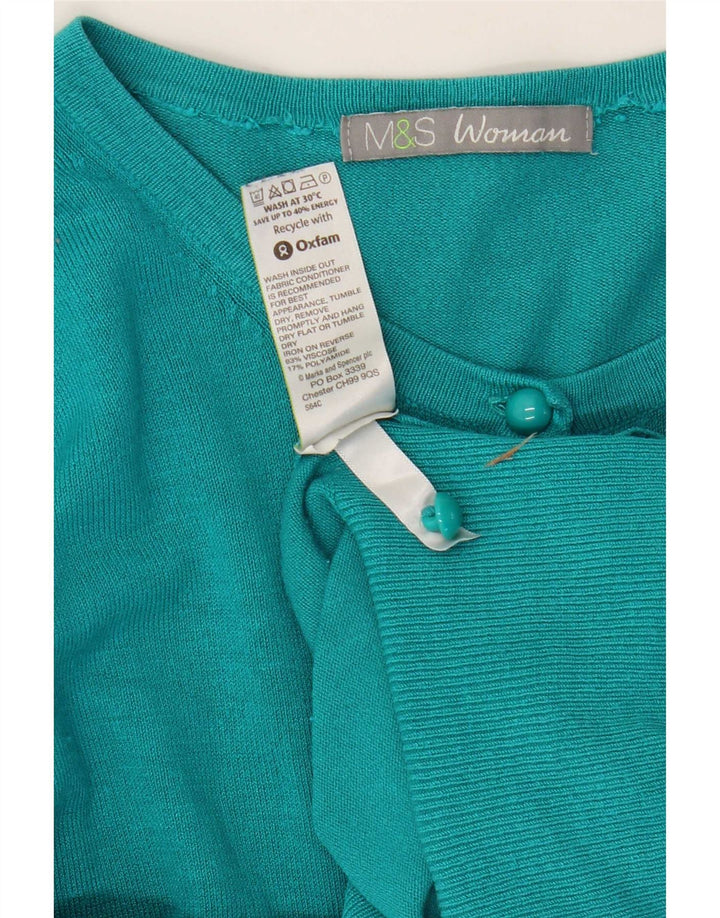 Marks & Spencer Pull Cardigan Femme UK 10 Petit Bleu Viscose
