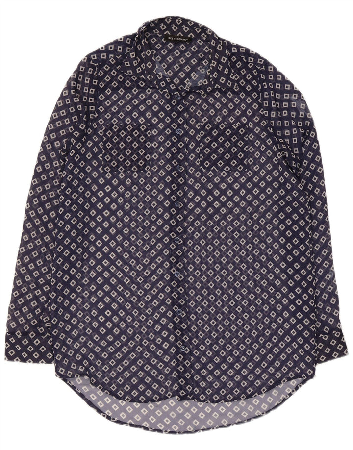 Best Company Chemisier long transparent pour femme UK 10 Petit Bleu marine