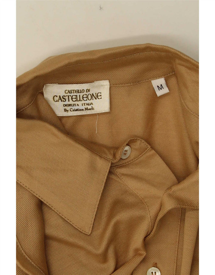 Polo Vintage À Manches Longues Pour Hommes Beige Moyen
