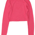 Zara Womens Crop Top Manches Longues UK 12 Coton Rose Moyen