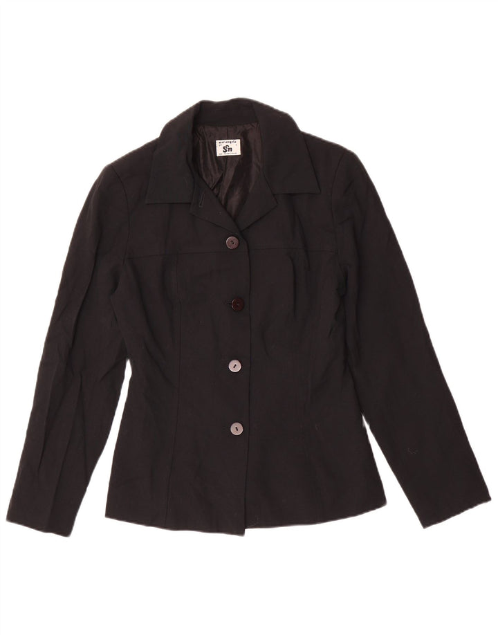 vintage Femmes 4 Bouton Blazer Veste UK 10 Petit Noir