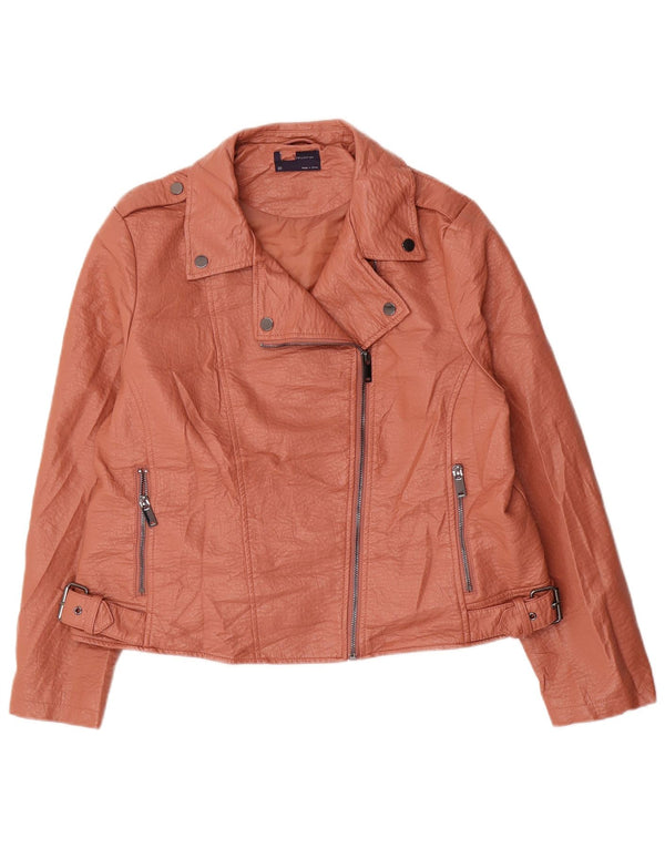 Marks & Spencer Veste de motard courte en simili cuir pour femme UK 20 2XL Marron