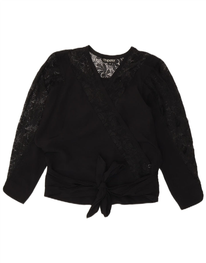 Superior Chemisier à manches longues pour femme EU 40 Viscose noir moyen