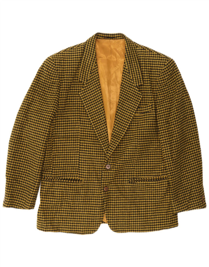 vintage Homme 2 Bouton Blazer Veste IT 52 XL Jaune Check Polyester