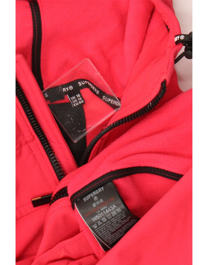 Superdry Veste coupe-vent à capuche courte pour femme UK 16 Large Rose Polyester