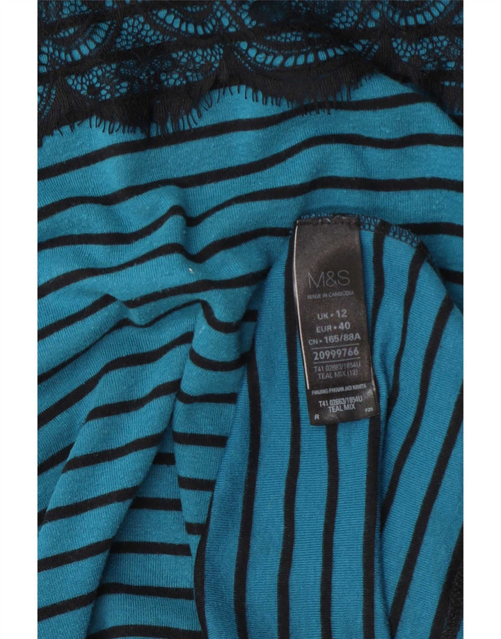Marks & Spencer Haut à manches longues pour femme en coton rayé bleu moyen UK 42