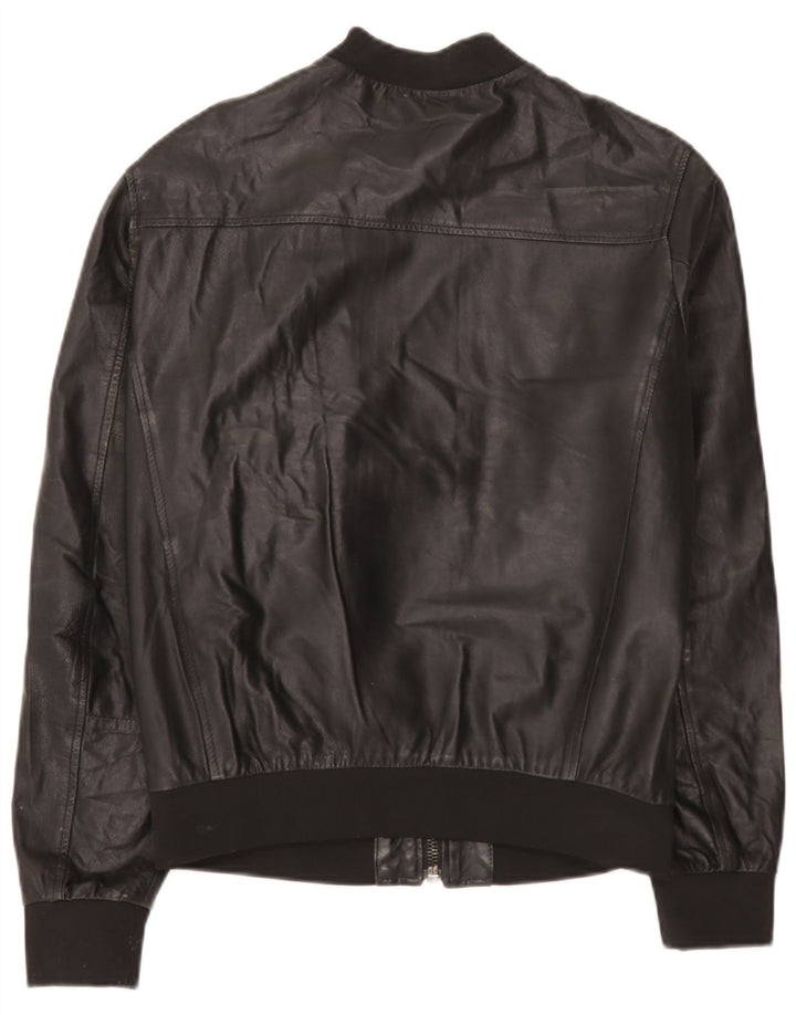 Replay Veste en cuir bomber pour homme UK 38 Cuir noir moyen
