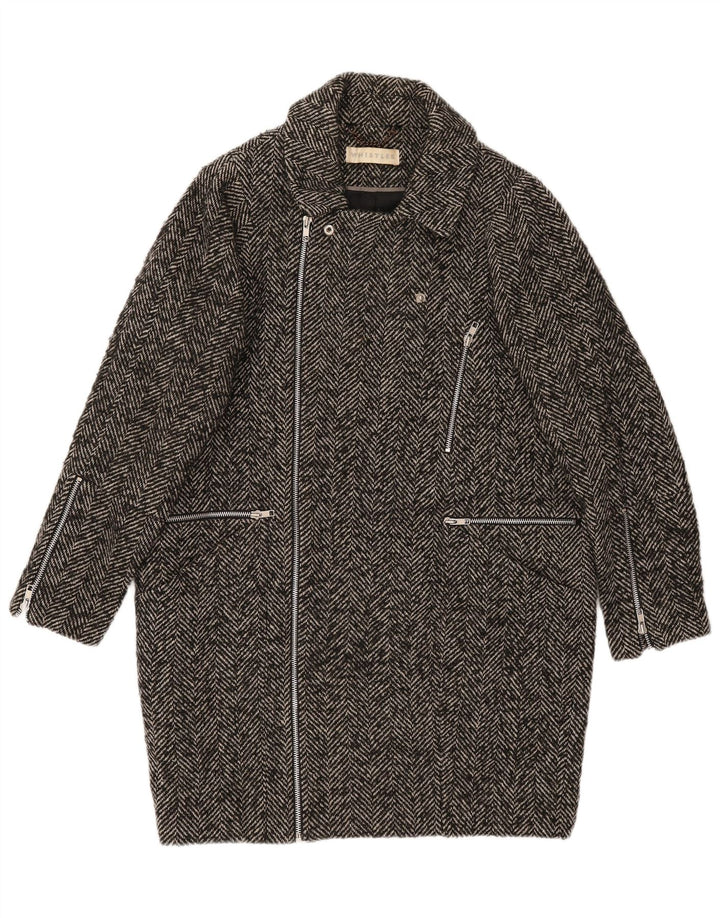 Whistles Manteau surdimensionné pour femme UK 8 Petite laine à chevrons gris