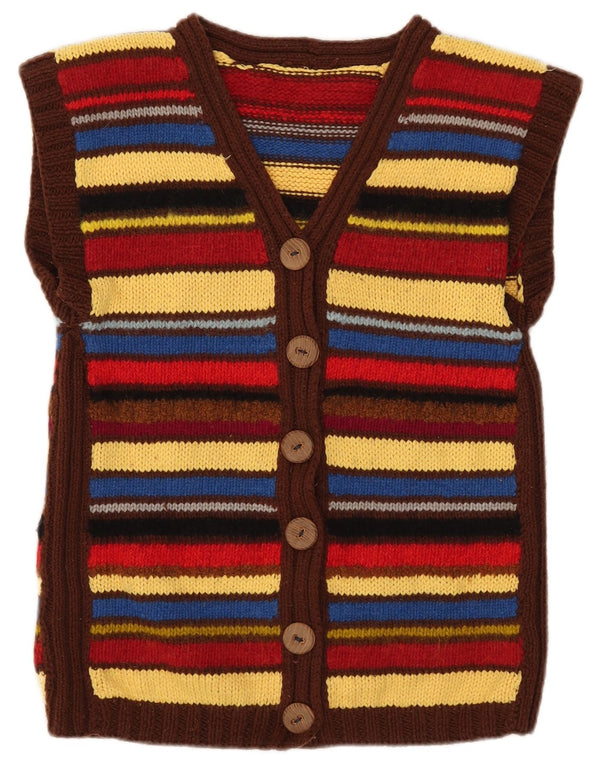 vintage Womens Cardigan Sweater UK 12 Moyen Multicolore Rayé