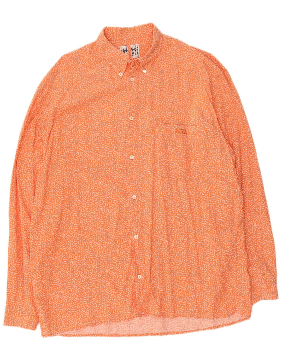 Trussardi Chemise Large Orange Floral Coton Homme