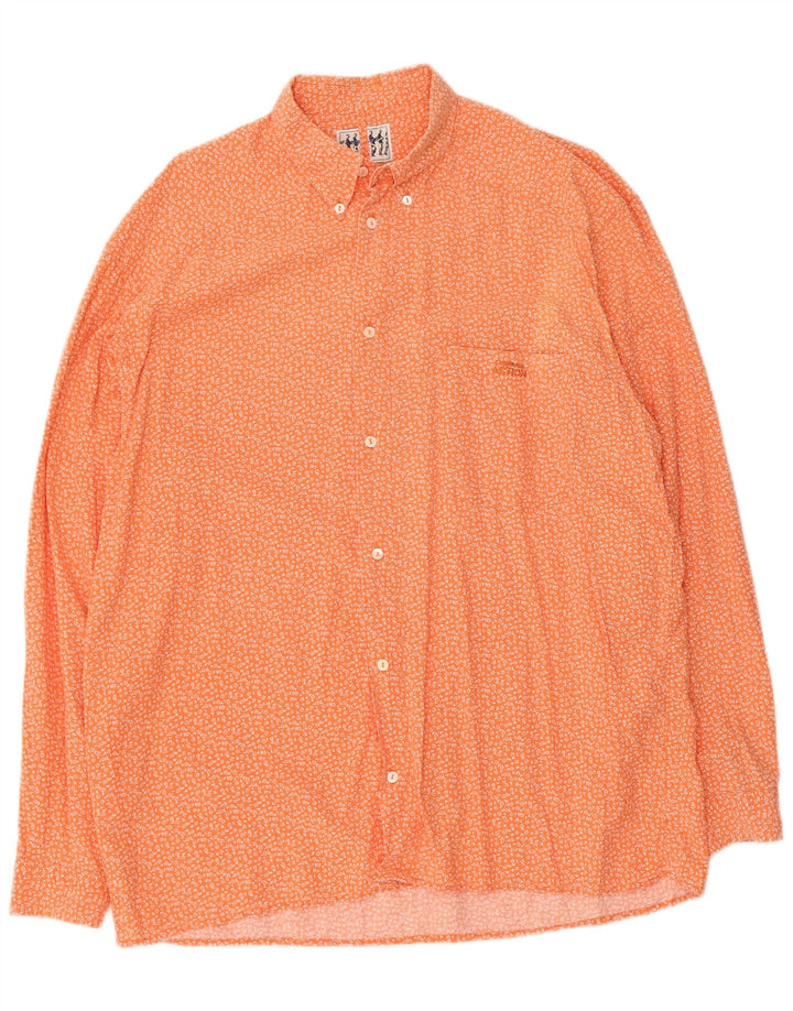 Trussardi Chemise Large Orange Floral Coton Homme