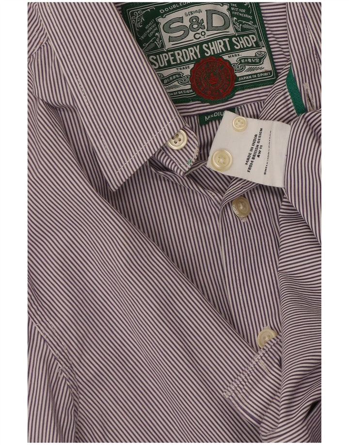 SUPERDRY Chemise Homme Violet Moyen à Fines Rayures en Coton
