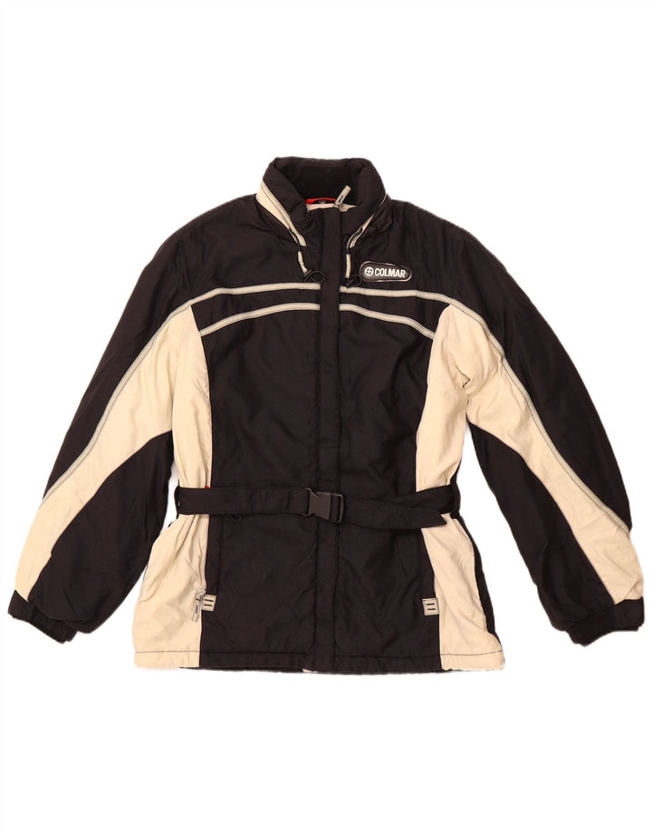 COLMAR Veste de Ski à Capuche Femme IT 46 Large Noir Colourblock Nylon