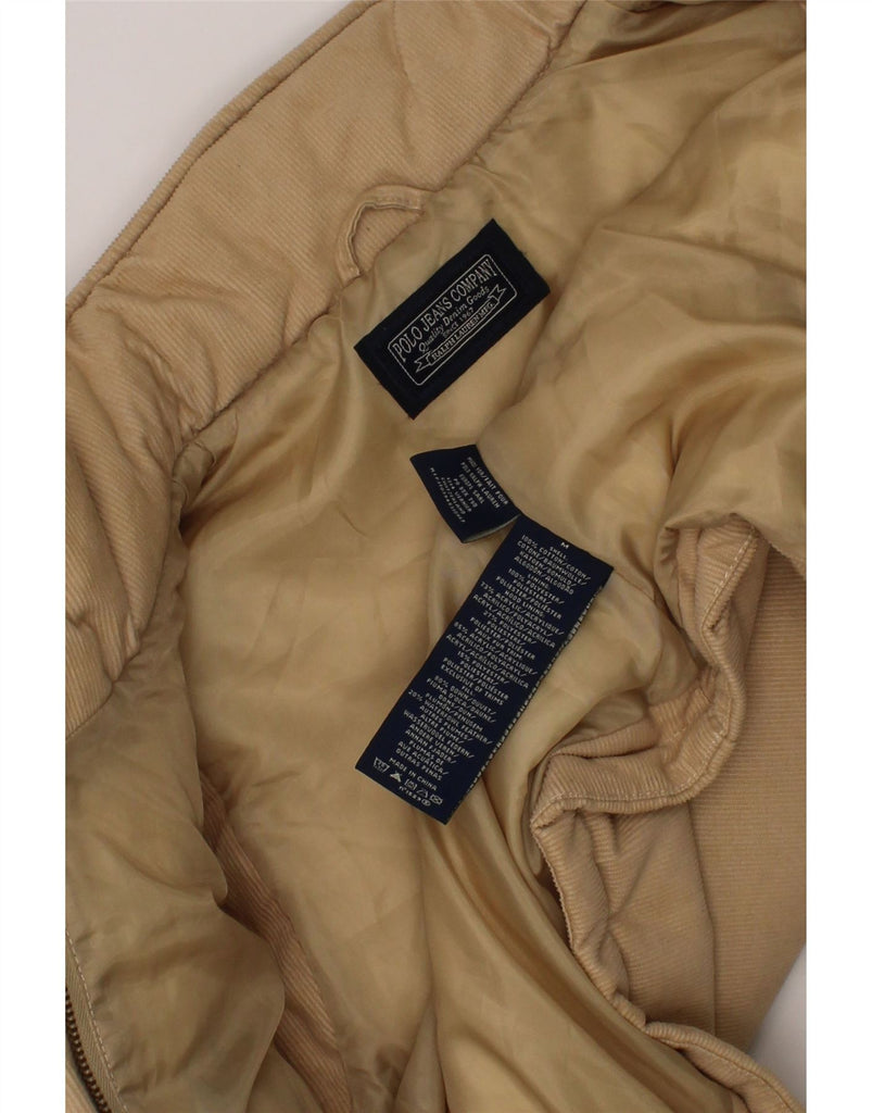 RALPH LAUREN Womens Padded Gilet UK 14 Medium Beige Pinstripe Cotton Vintage Ralph Lauren and Second-Hand Ralph Lauren from Messina Hembry 