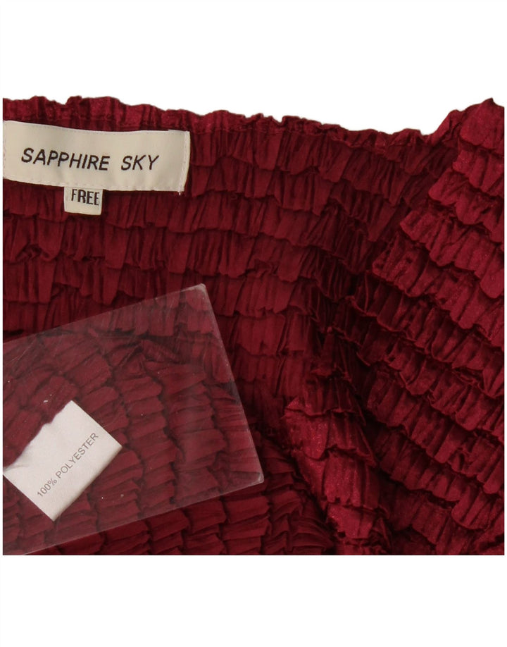 Chemisier Vintage Femme Top Taille Unique Bordeaux Polyester