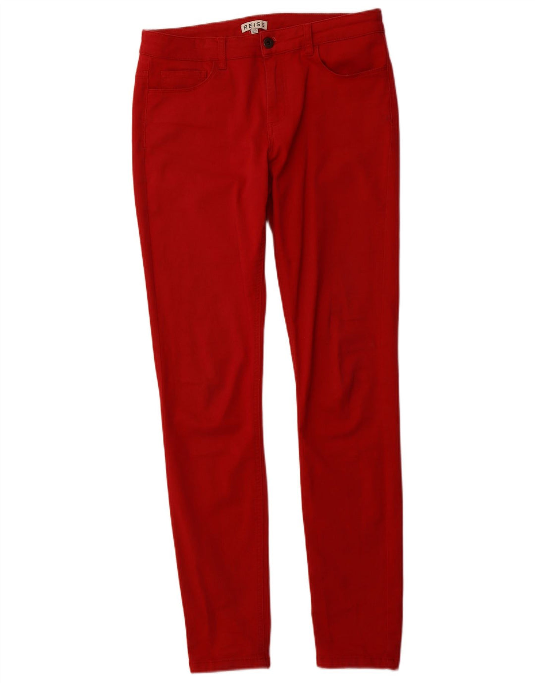 REISS Pantalon décontracté skinny pour femme UK 12 Medium W30 L32 Rouge Coton