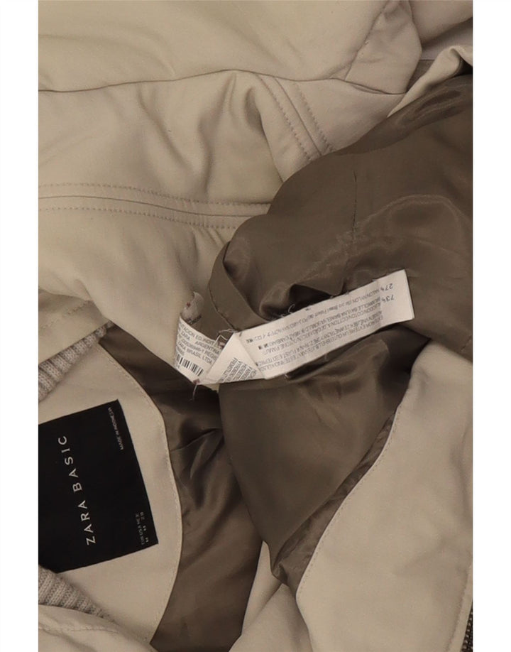 Zara Veste rembourrée pour femme UK 12 Coton beige moyen