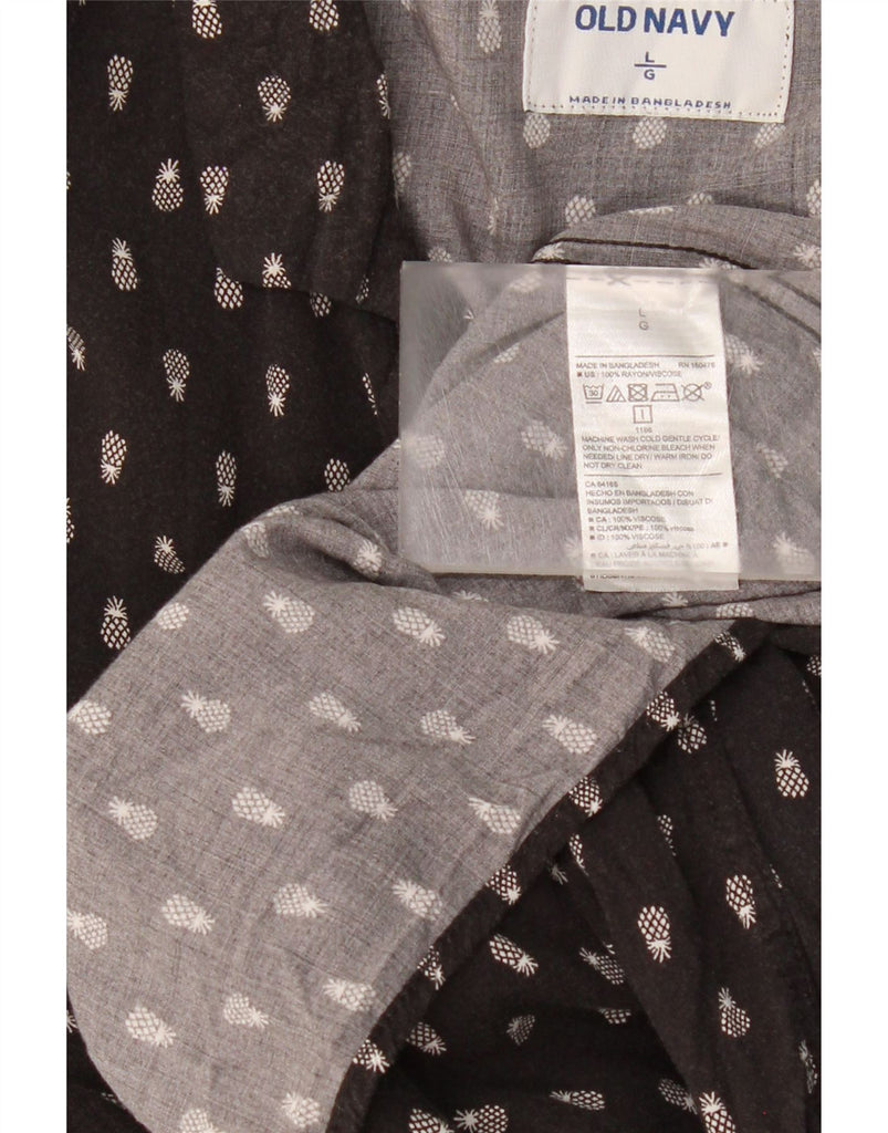 OLD NAVY Mens Abstract Pattern Short Sleeve Shirt Large Black Rayon Vintage Old Navy and Second-Hand Old Navy from Messina Hembry 