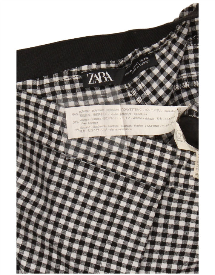 Zara Pantalon Chino Slim Femme XL W32 L27 Noir Vichy Polyester