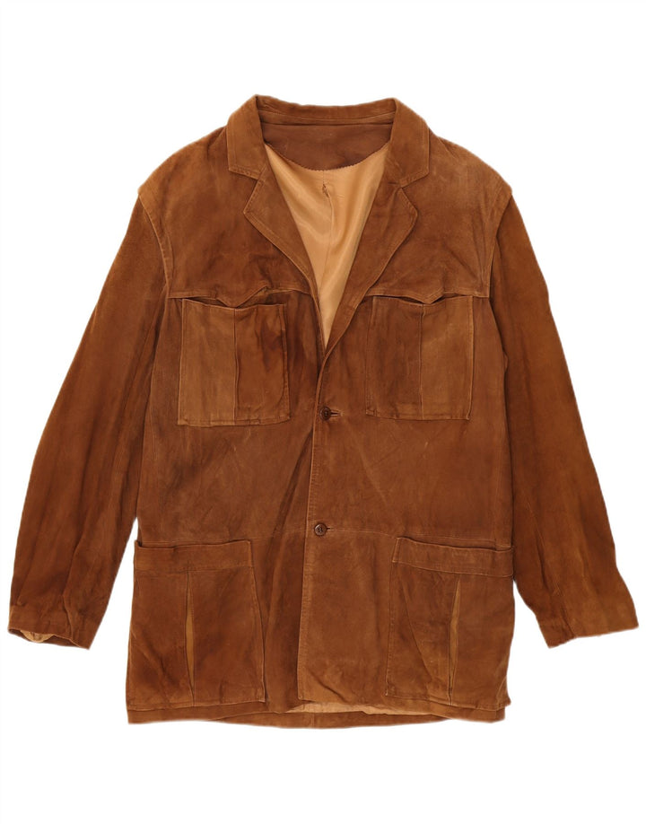 veste en daim femme vintage IT 52 2XL Daim brun