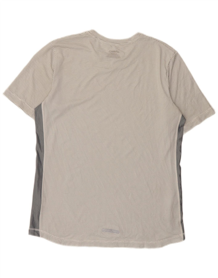 Asics T-shirt pour homme en polyester à fines rayures blanches moyennes