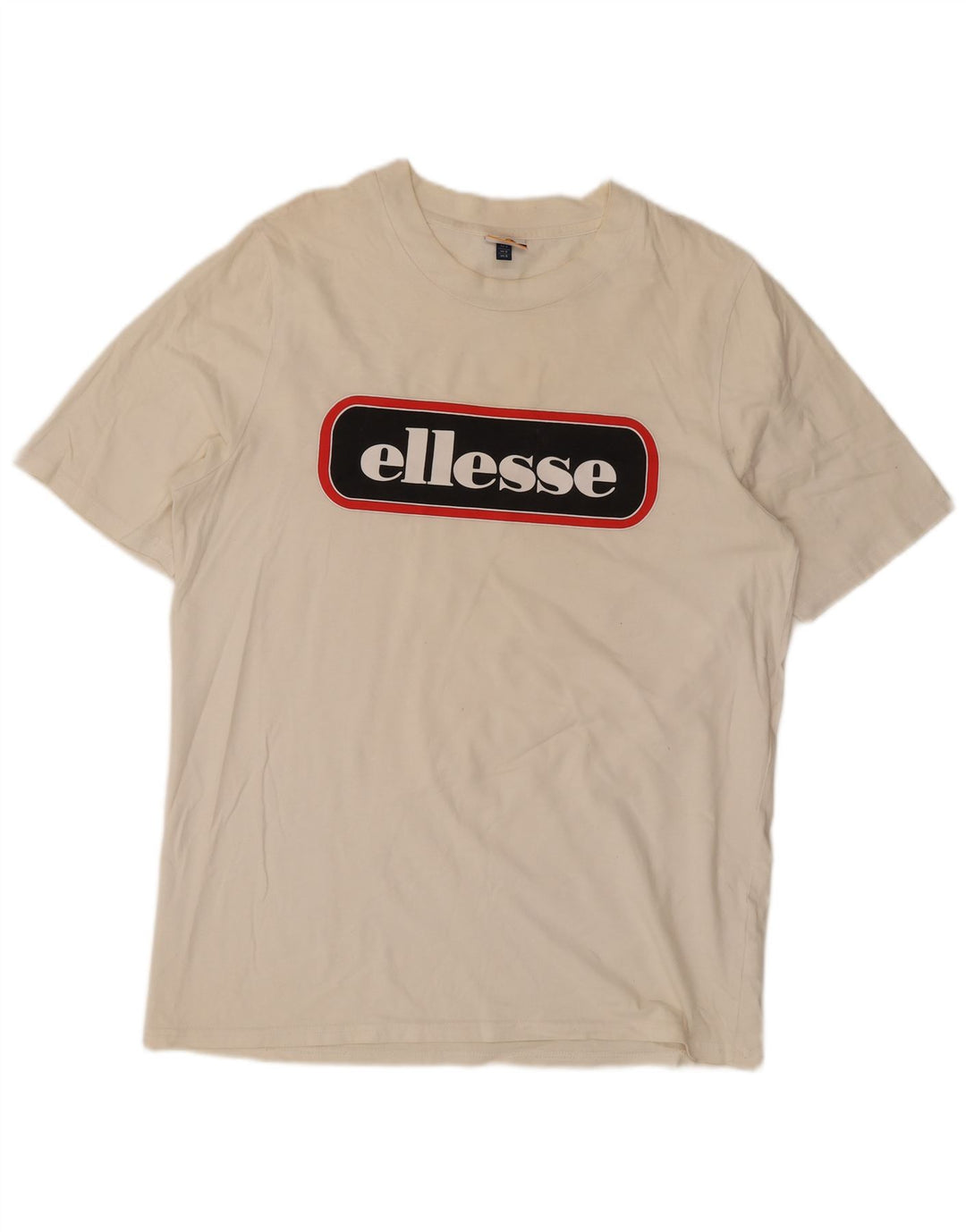 Ellesse Homme T-Shirt Graphique Haut Petit Blanc Cassé Coton