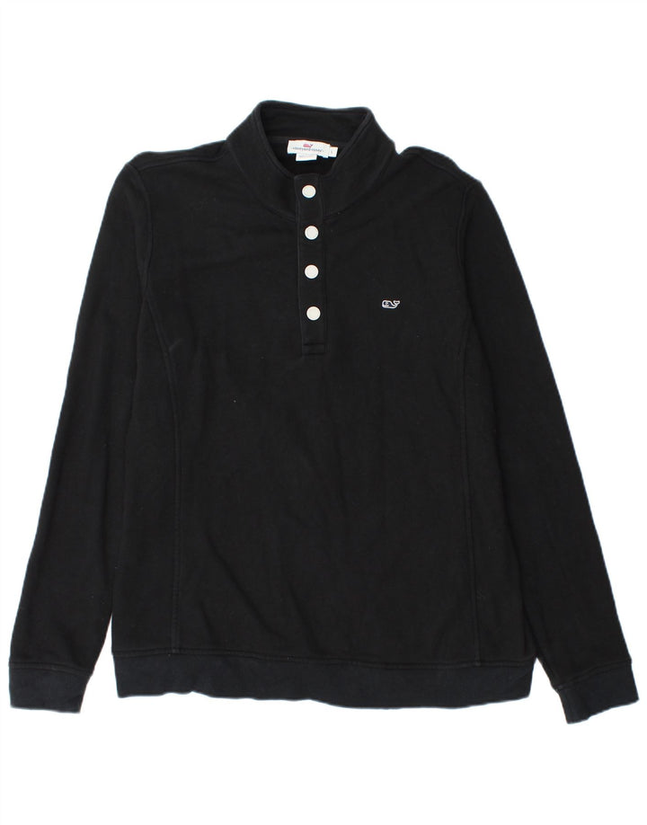 Vineyard Vines Sweat-shirt à col boutonné pour homme en coton noir Taille L