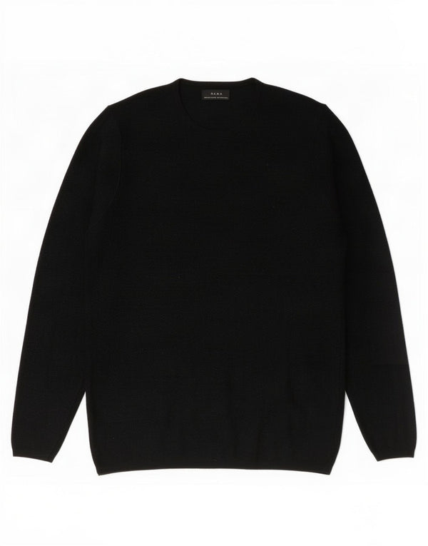 Zara Pull ras du cou pour femme UK 10 Petit Chevron Noir Viscose