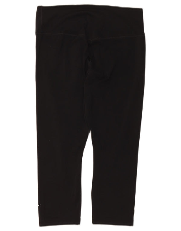 NIKE Womens Dri Fit Capri Leggings UK 12 Medium Black Polyester