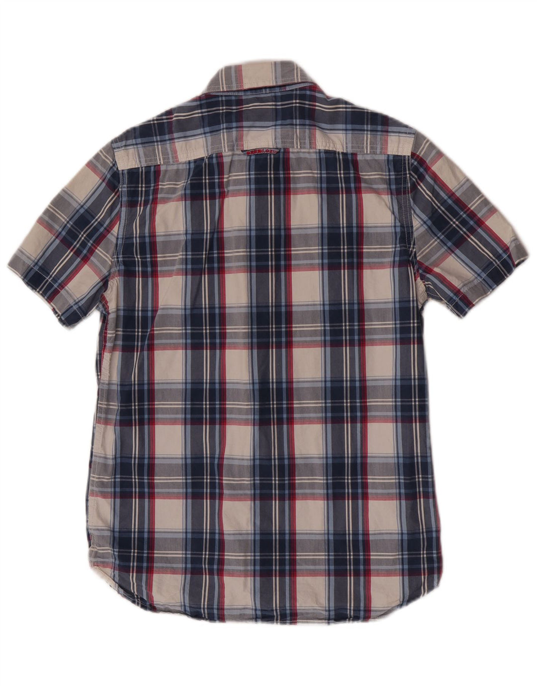 Superdry Chemise à Manches Courtes Homme Grand Carreau Bleu Coton