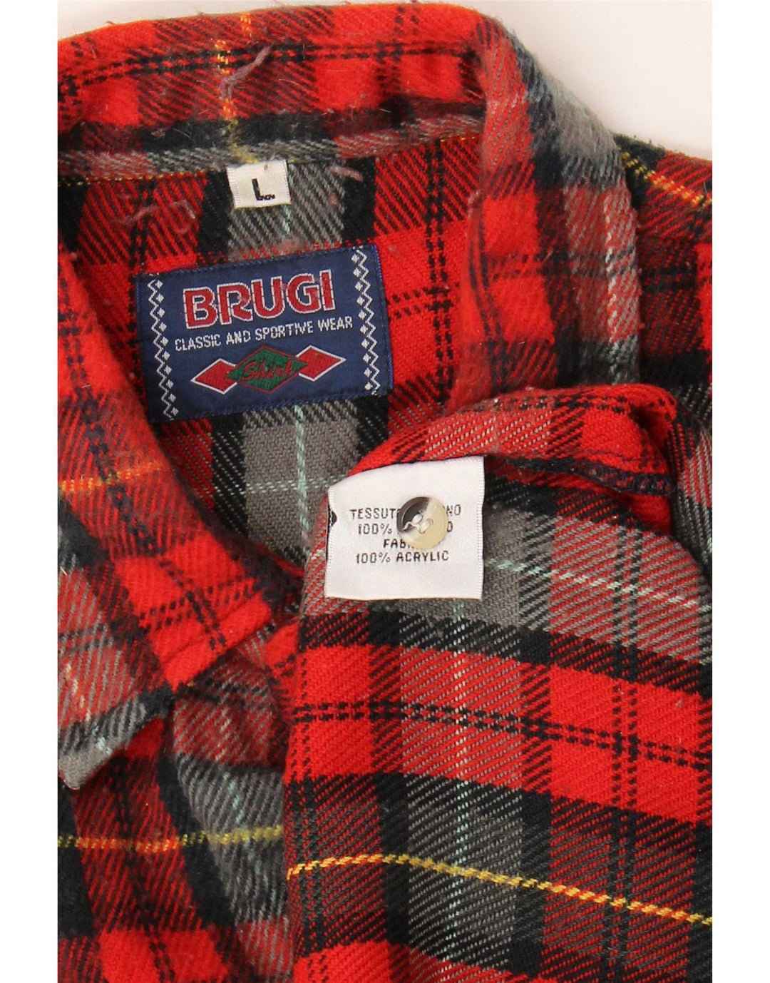 Brugi Chemise en Flanelle Homme Grand Plaid Rouge Acrylique